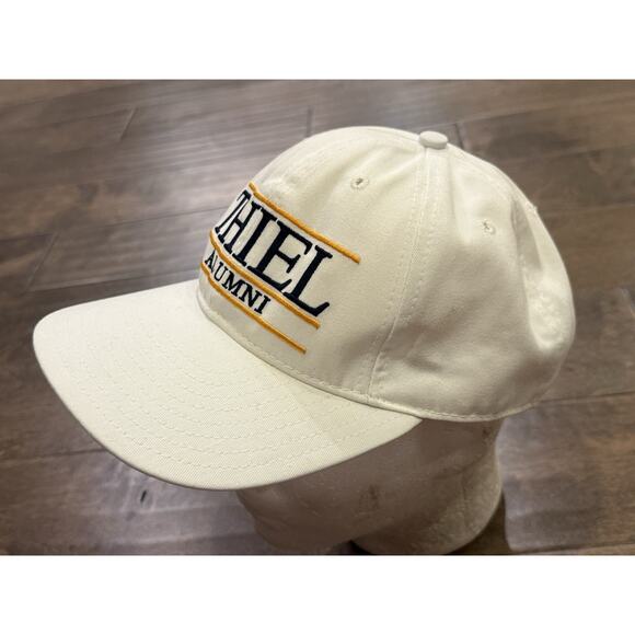 VINTAGE Thiel Alumni Mens White Bar Adjustable SnapBack Hat Baseball Cap USA - Picture 4 of 9